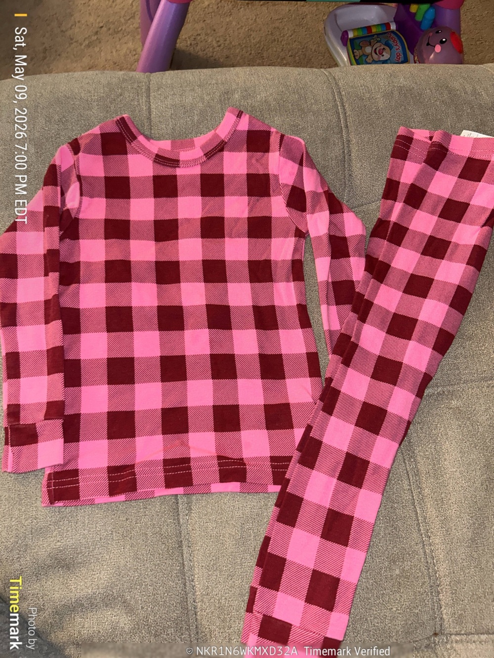 GAP Pink and Burgundy Plaid Long Sleeve Shirt